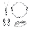 Leaf Silver Jewelry Set Micro Pave Setting Jewelry